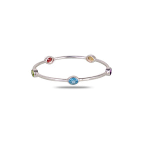 Jiwon Multi-Gemstone Bezel Bracelet in 925 Silver