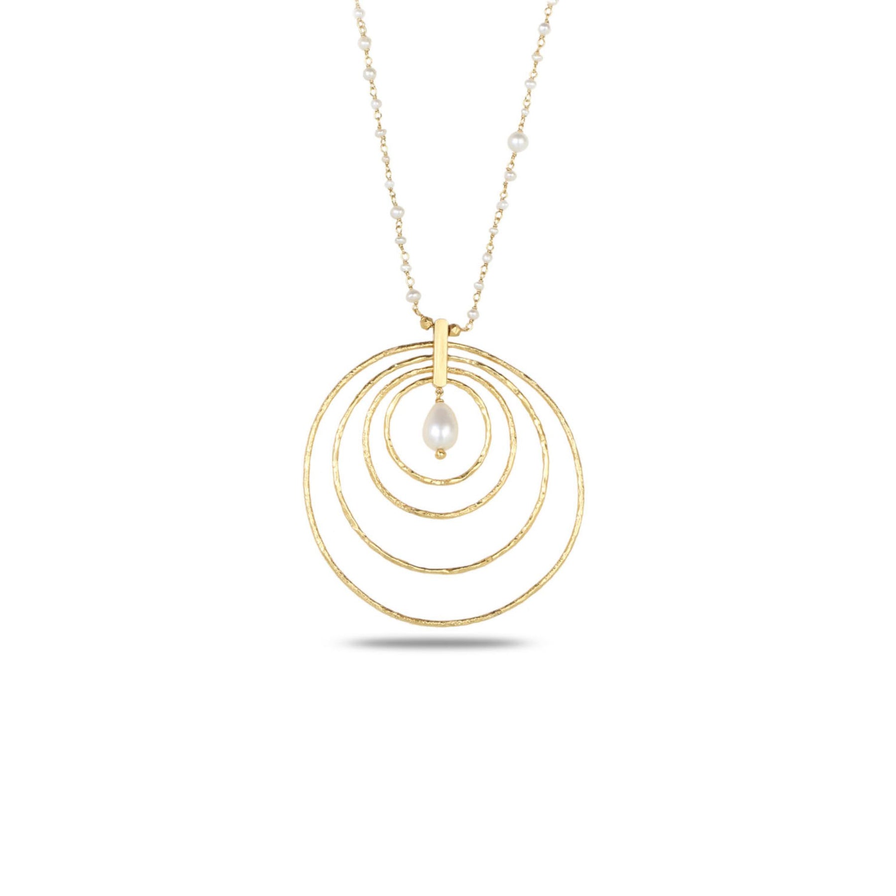 Valaya 18K Gold Plated Silver 925 Pearl Drop Spiral Necklace