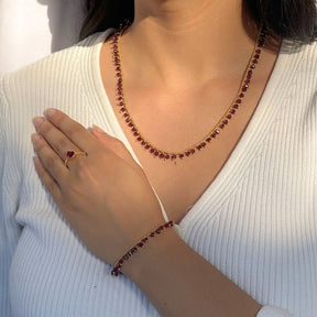 Inci 18K Gold Plated Silver 925 Garnet Bracelet