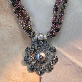 Neira Tourmaline Beads Silver 925 Pendant Necklace