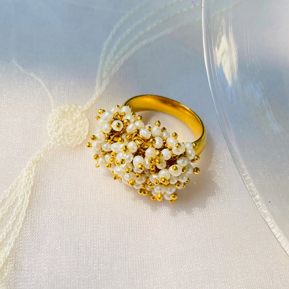 Joshua Gold Plated Silver Pearl Ring
