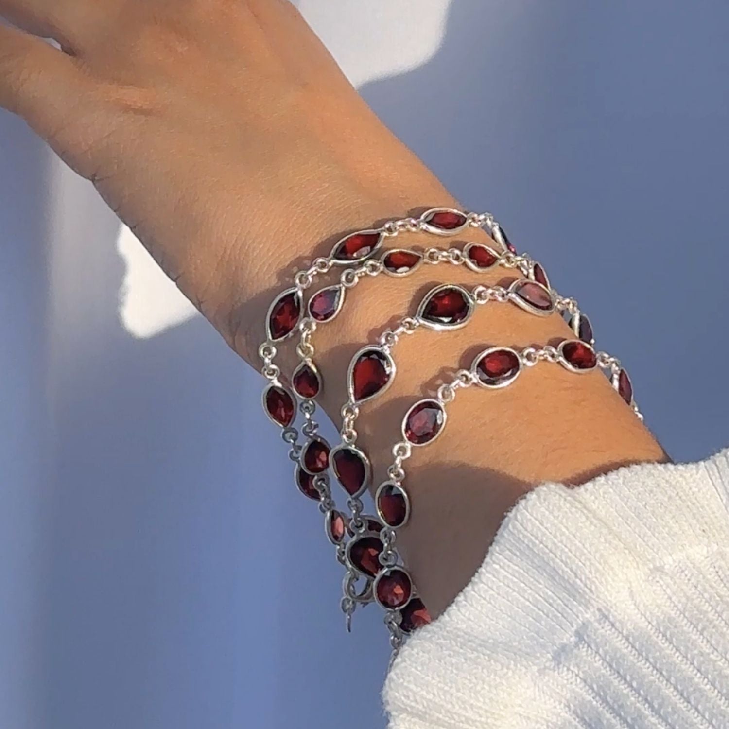 Velm Garnet Silver 925 Bracelet