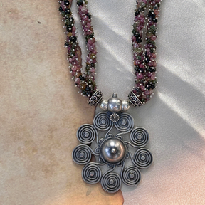 Neira Tourmaline Beads Silver 925 Pendant Necklace