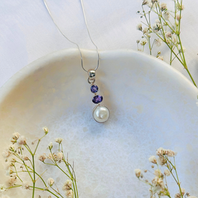 Clio Amethyst & Pearl Silver 925 Pendant