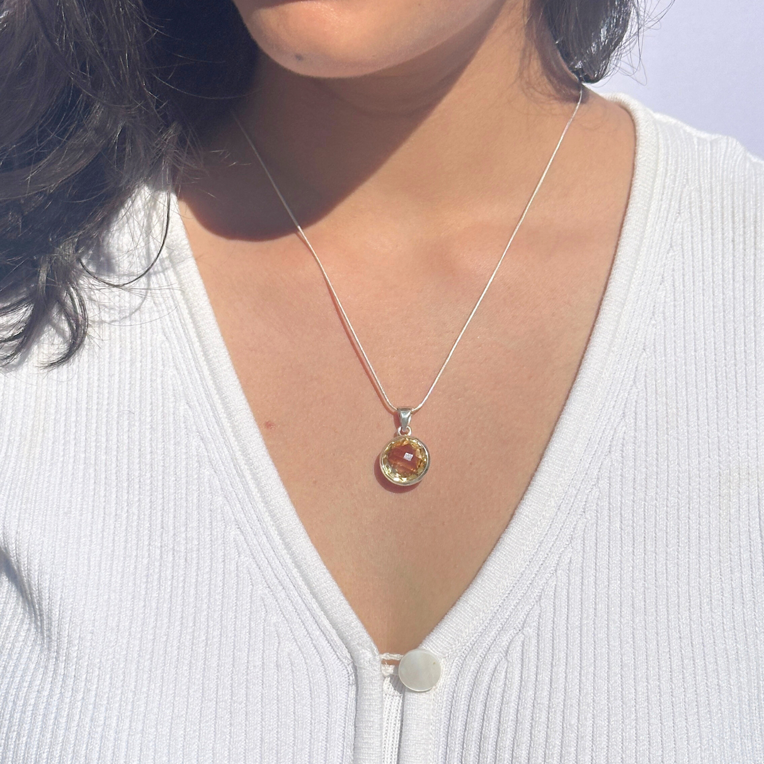Rnu Citrine Silver 925 Pendant