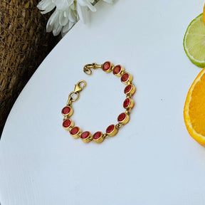 Citrus Carnelian 18k Gold Plated Silver 925 Bracelet