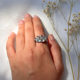 Oval Faceted Aquamarine Three Line 925 Silver Ring