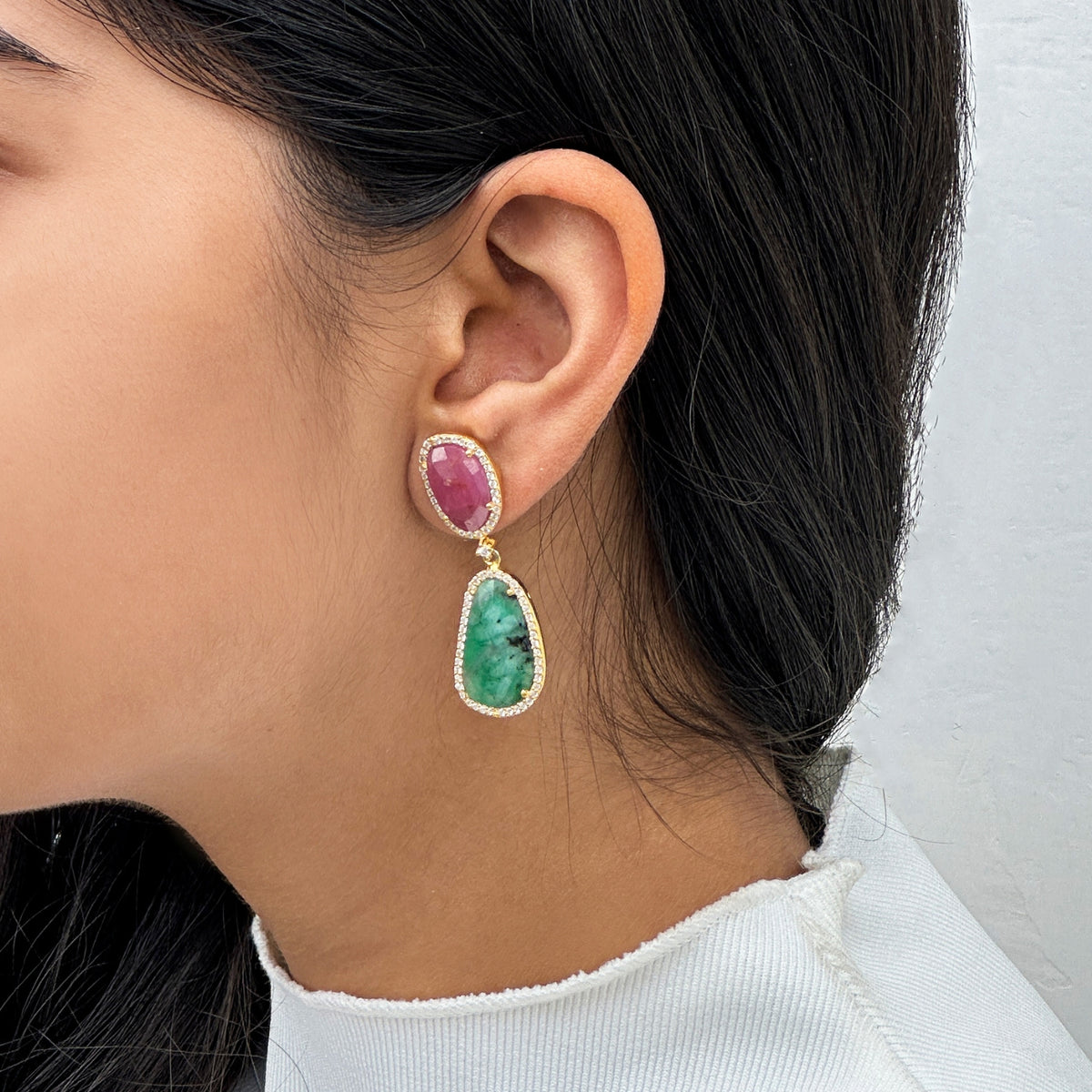 Kaia Ruby & Emerald Silver 925 Earrings