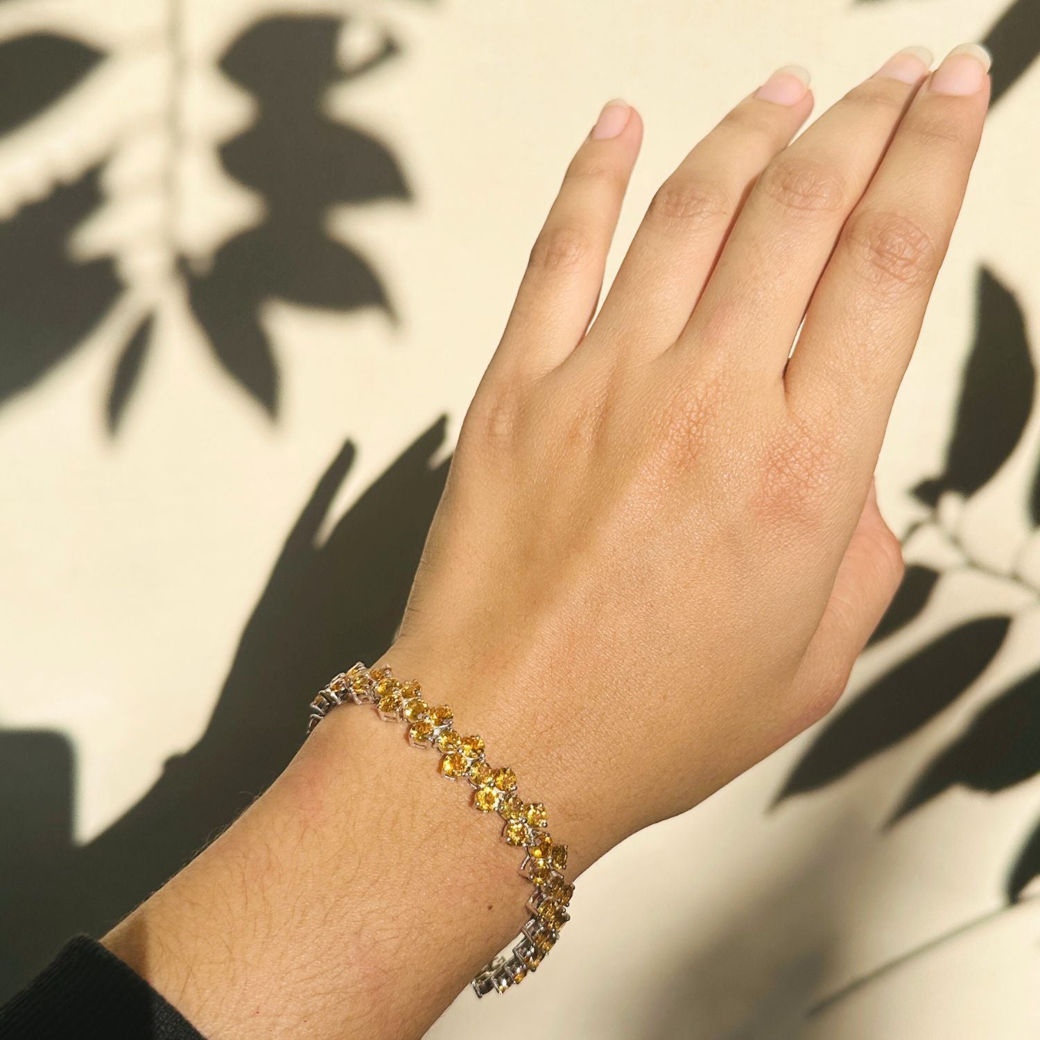 Citrine Flower Silver Bracelet