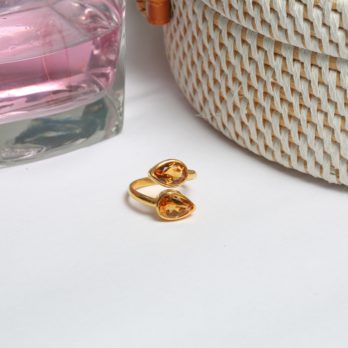 Calypso Citrine Gold Plated Silver Ring