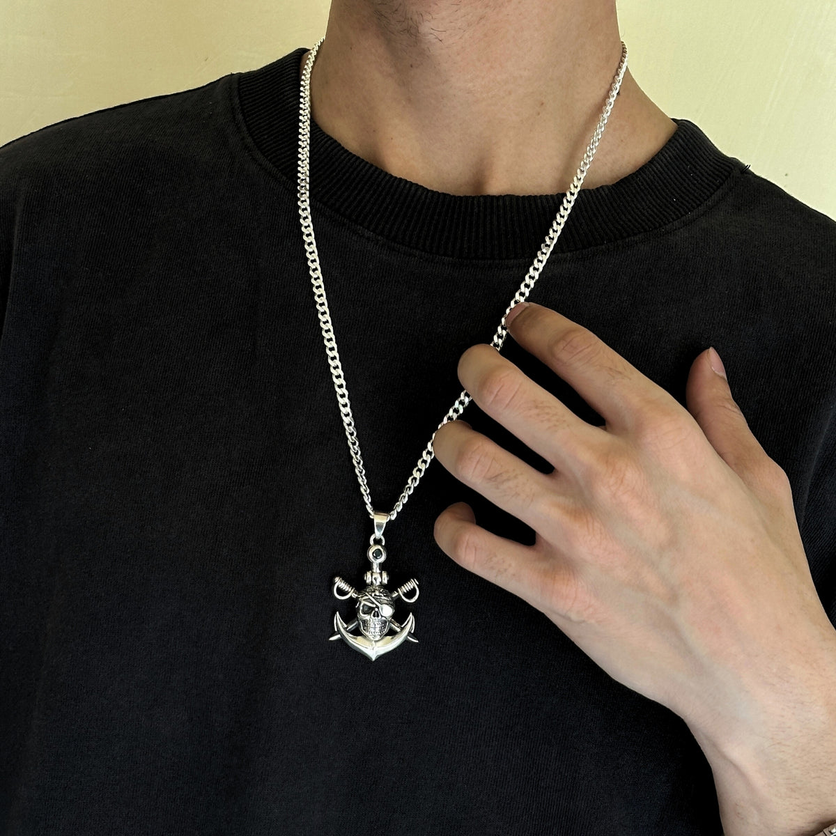 Skull Anchor Silver 925 Men's Pendant
