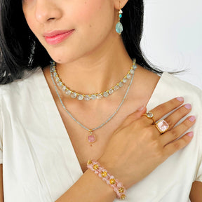 Shriyle Colorstone Gold Plated Silver 925 Necklace