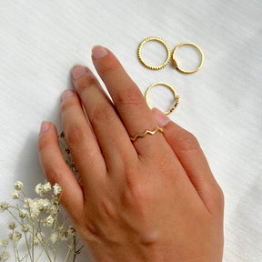 Sunrise Gold Plated Silver 925 Ring Stack