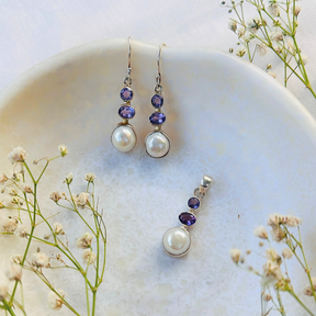 Clio Amethyst & Pearl Silver 925 Pendant