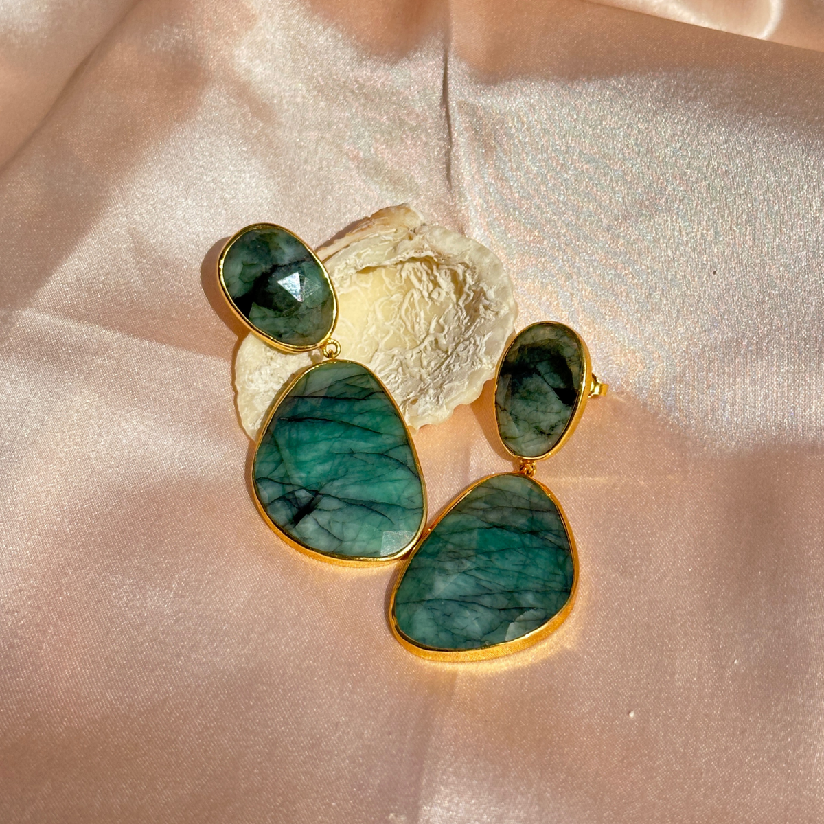 Casie Emerald 18K Gold Plated Silver Earrings