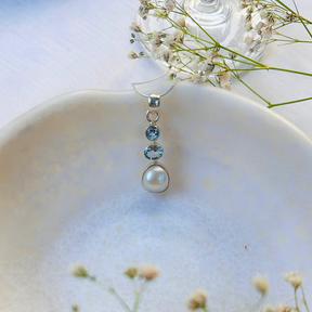 Isla Aquamarine & Pearl Silver 925 Pendant