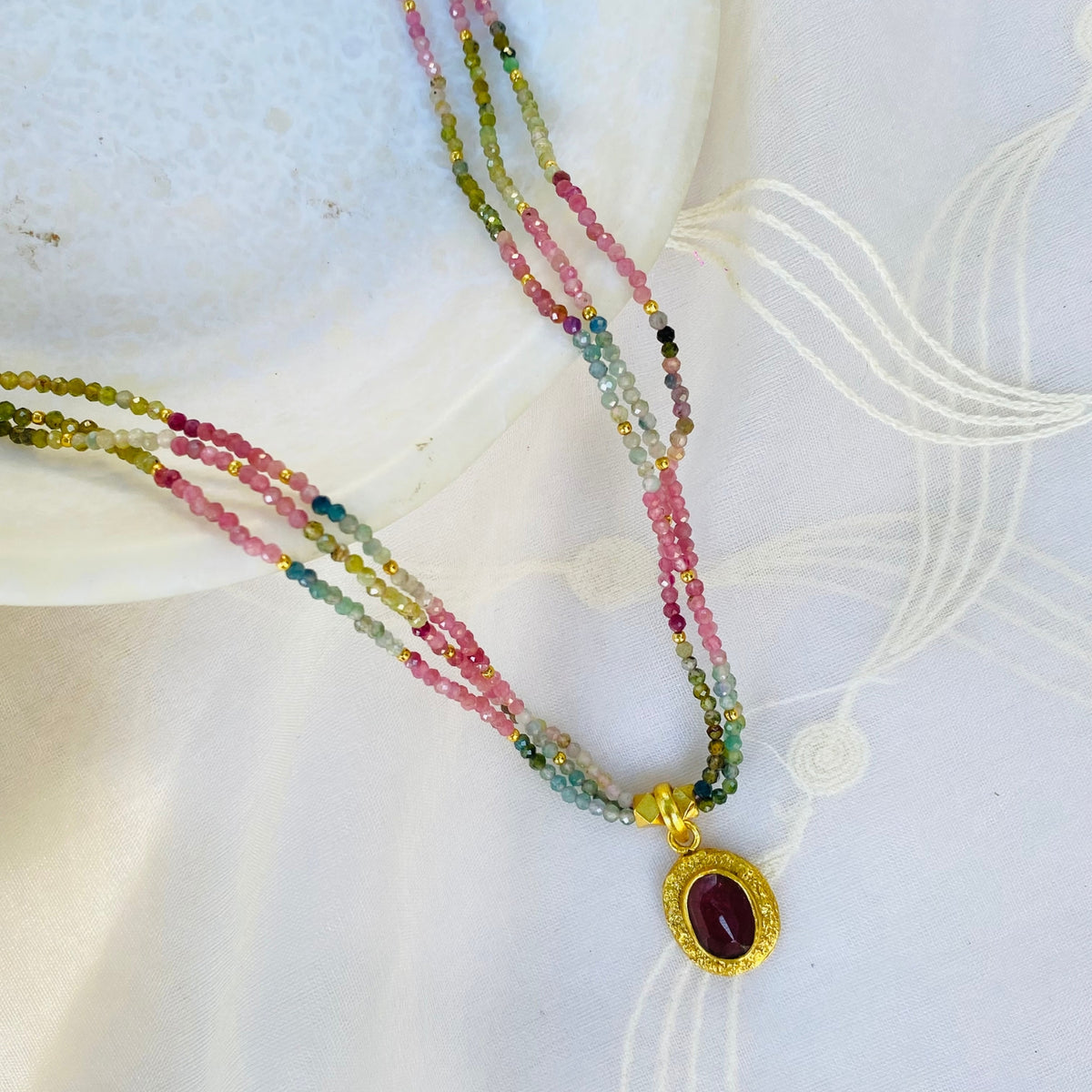 Flavie Tourmaline Color Stone Necklace