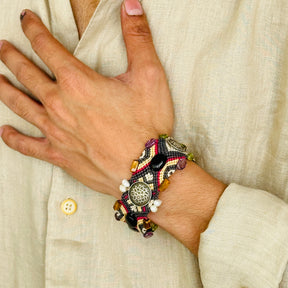 Beaded Boho Power Silver 925 Unisex Bracelet