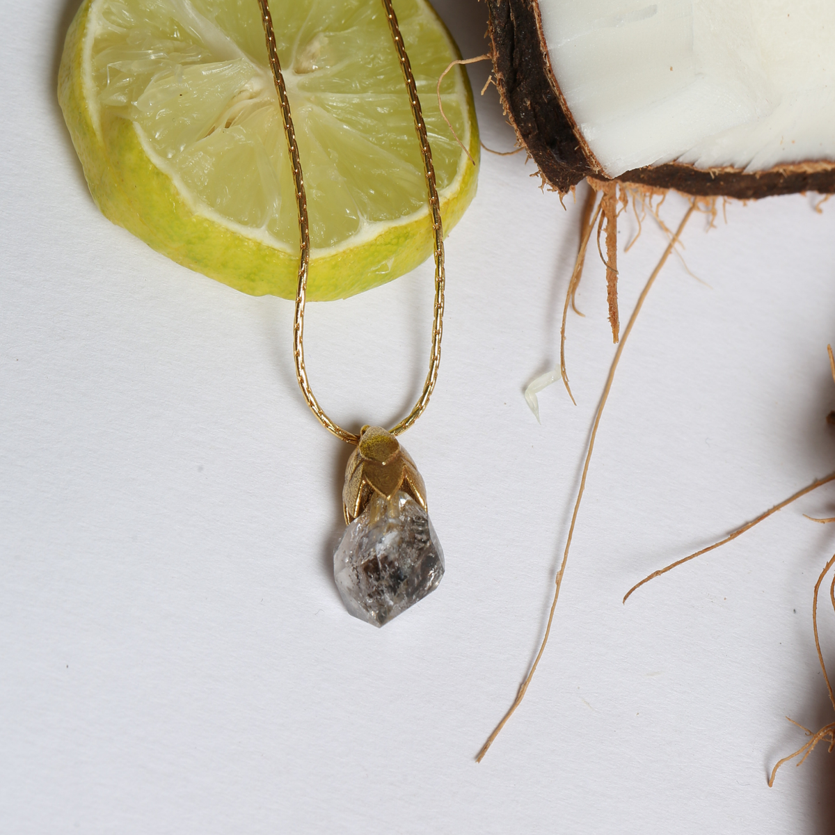 Knaw Rutile Quartz 18K Gold Plated Silver 925 Necklace
