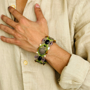 Beaded Boho Power Silver 925 Unisex Bracelet