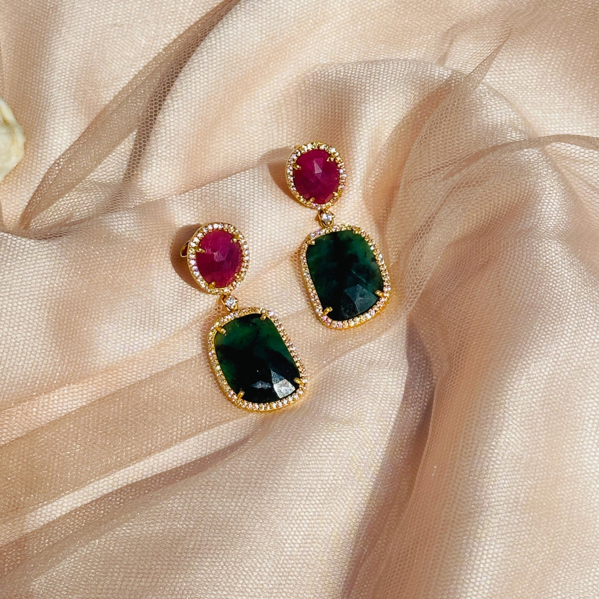 Mahika Ruby & Emerald Silver 925 Earrings