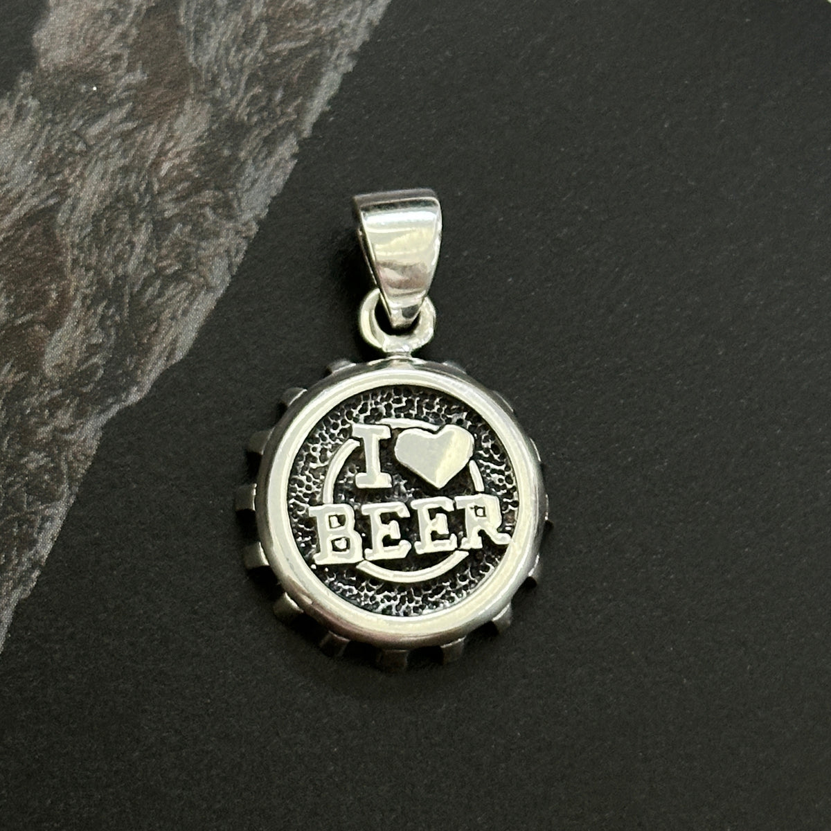 I Love Beer Silver 925 Men's Pendant