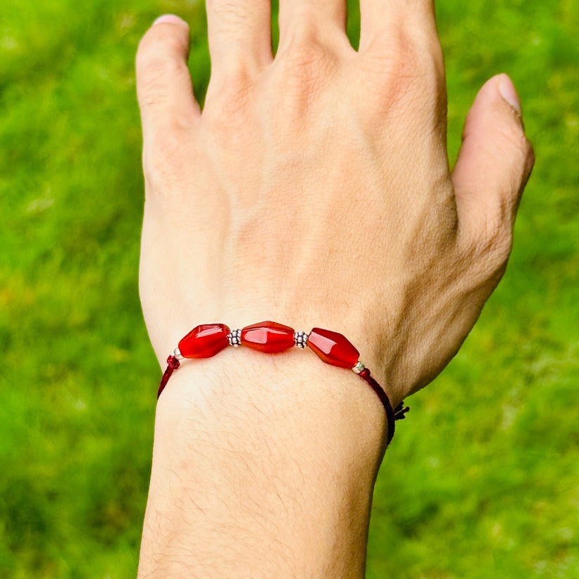 Arjun Red Onyx and Silver 925 Rakhi