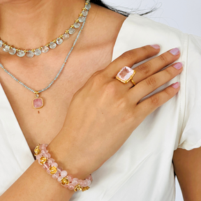 Tofu Morganite Gold Plated Silver Ring