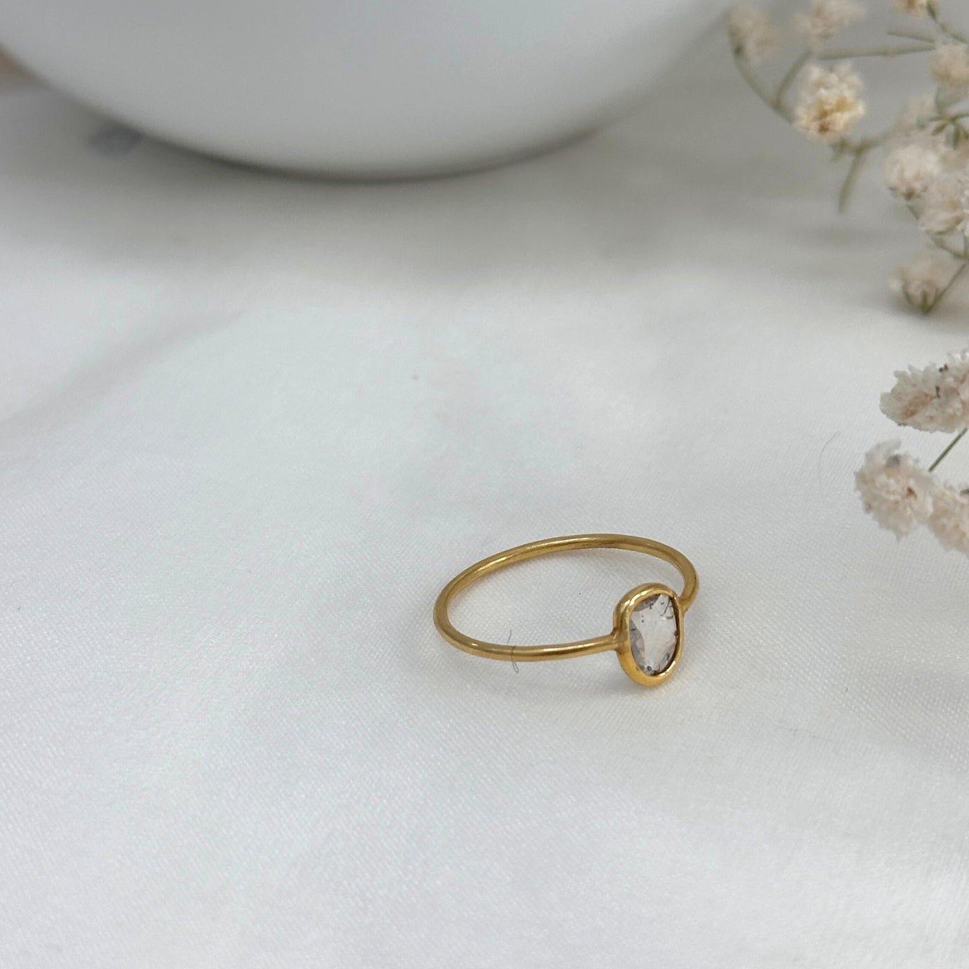 Serelle Diamond Polki Gold Plated Silver 925 Ring