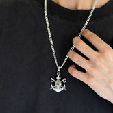 Skull Anchor Silver 925 Men's Pendant