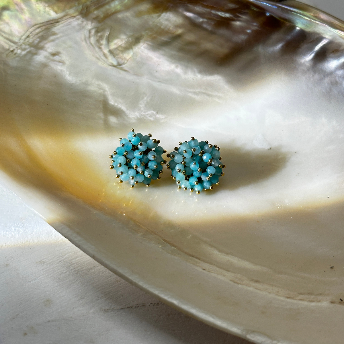 Arua Amazonite 18k Gold Plated Silver 925 Earring