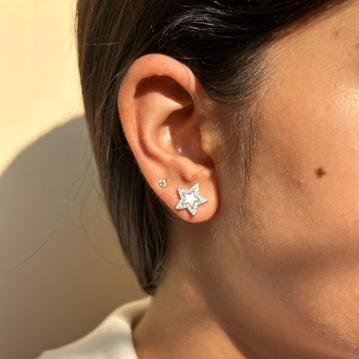 Star Zircon Studded Silver 925 Stud Earrings
