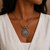 Aabhushan Sangrah Handpainted Miniature Art Silver 925 Necklace