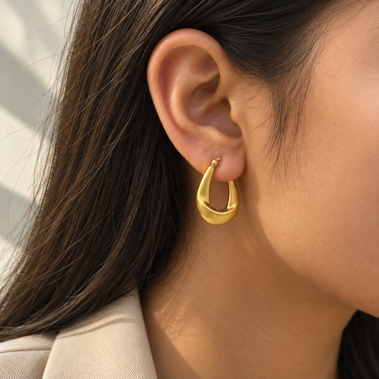 Adelis Gold Plated Silver 925 Hoop Earrings
