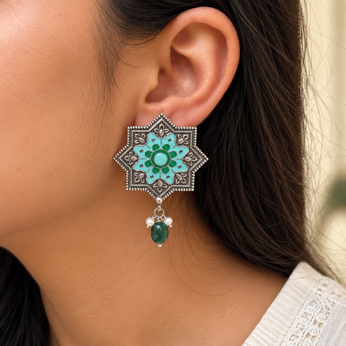 Agura Enamel Silver 925 Earrings