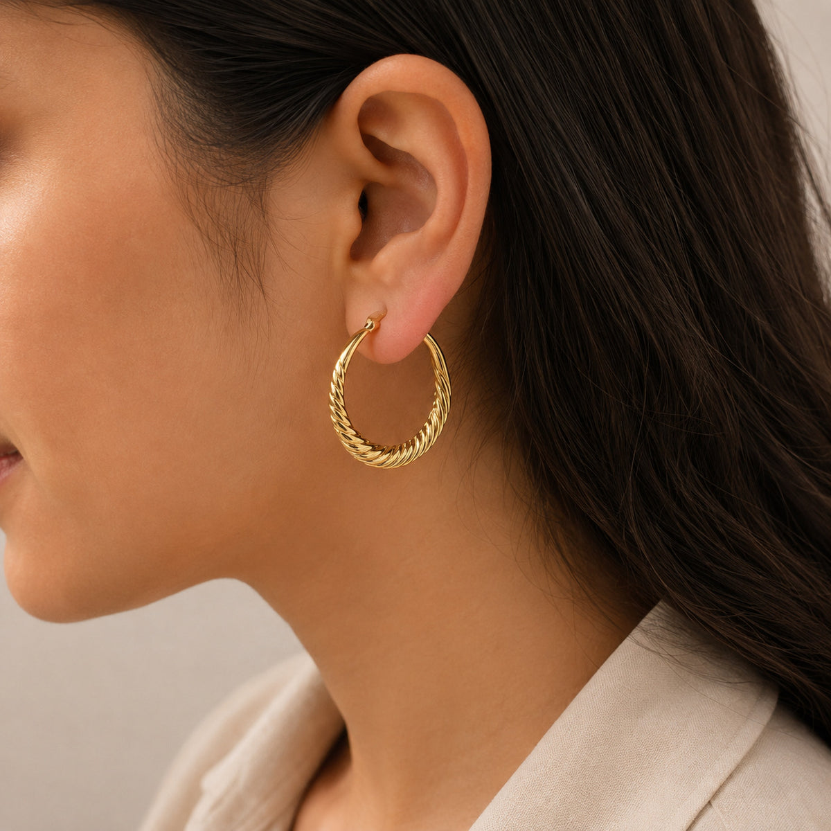 Aila 18k Gold Plated Silver 925 Hoop Earrings