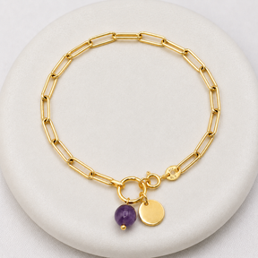 Gem & Initial Silver 925 Bracelet