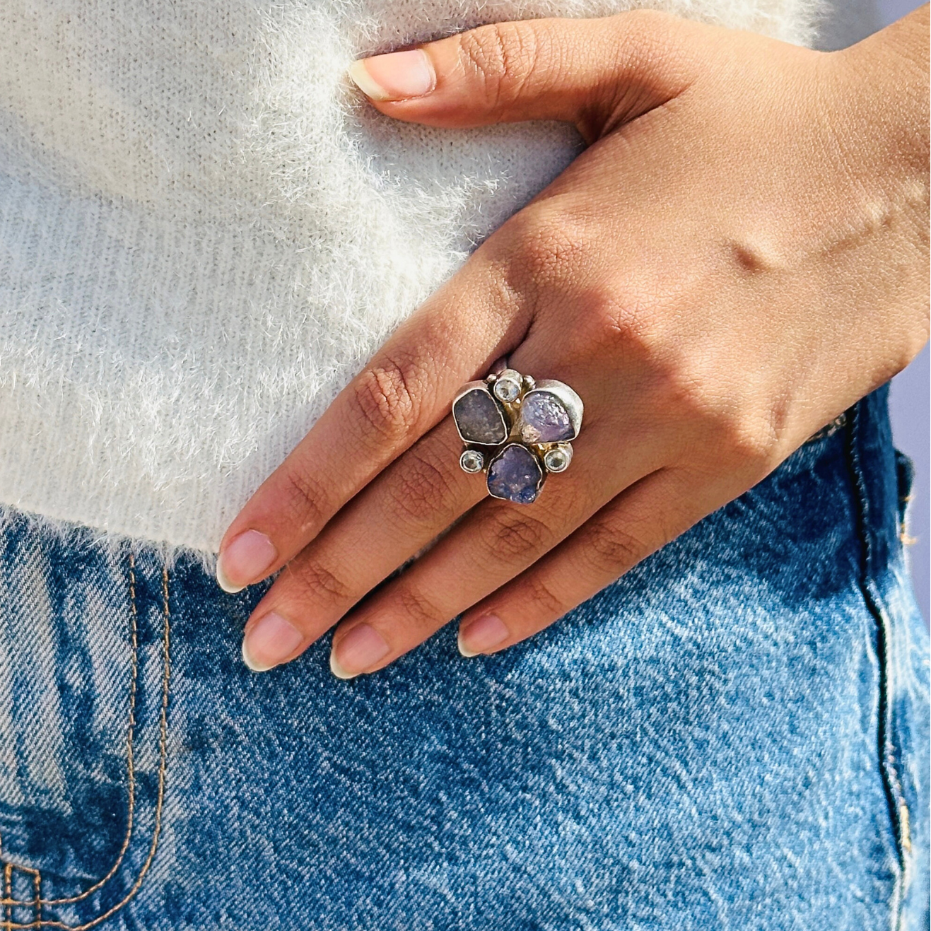 Amethyst silver 925 ring, Silver ring, Gemstone Ring, Aquamarine  gemstone Ring 