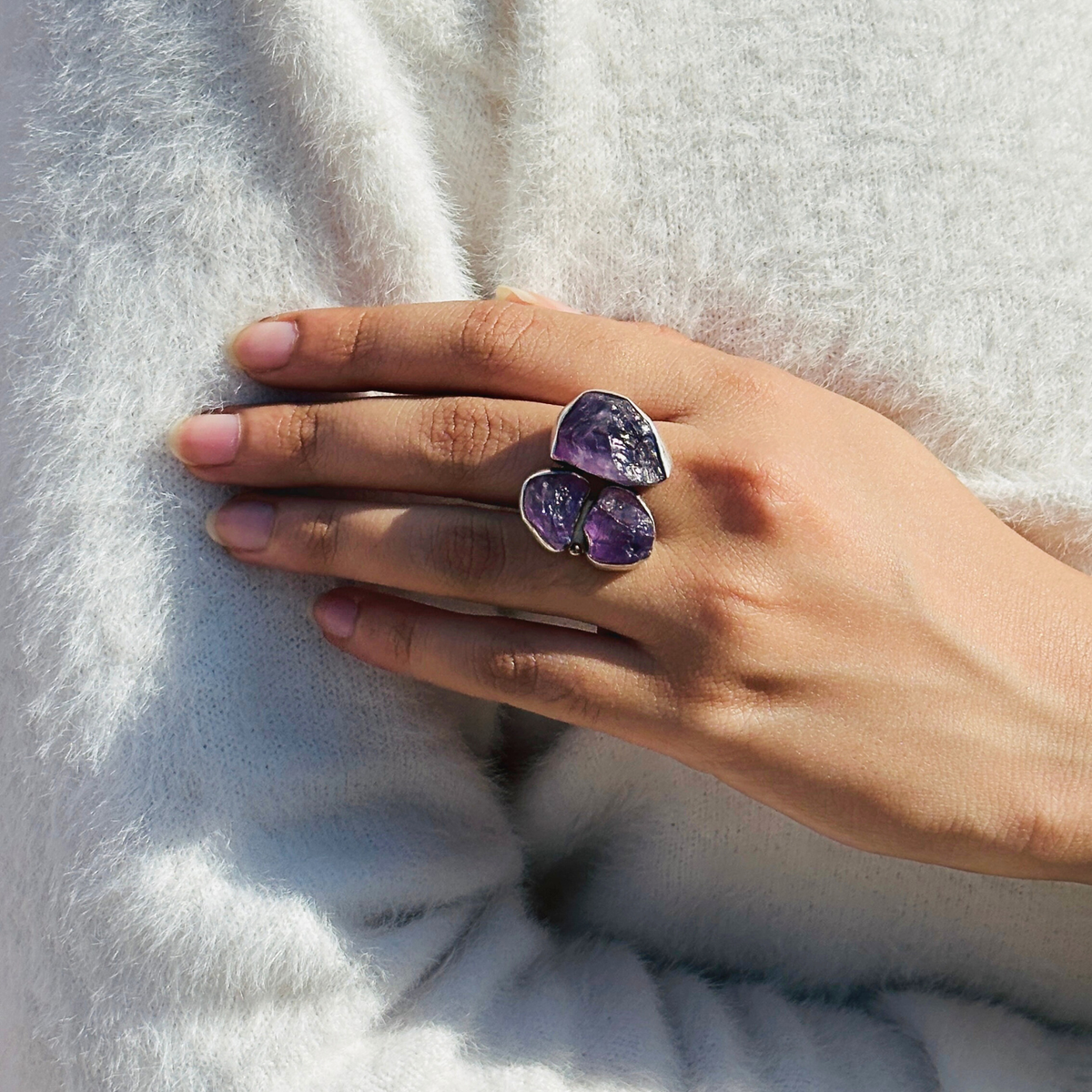 Amethyst silver 925 ring for women
