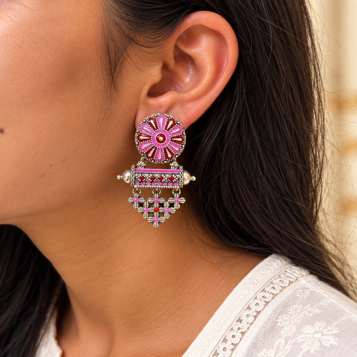Amogha Enamel Silver 925 Earrings