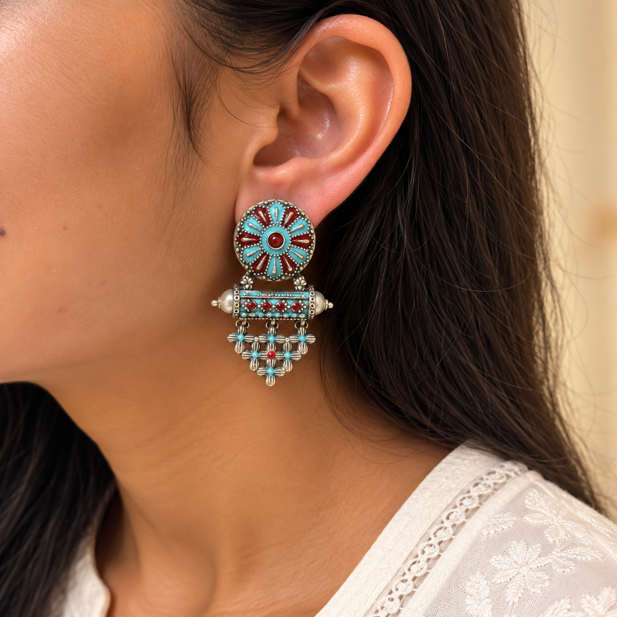 Amogha Enamel Silver 925 Earrings