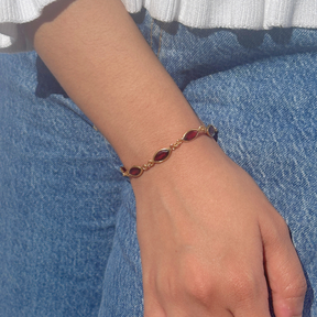 Garnet silver 925 bracelet for women, Natural garnet gemstone silver bracelet,