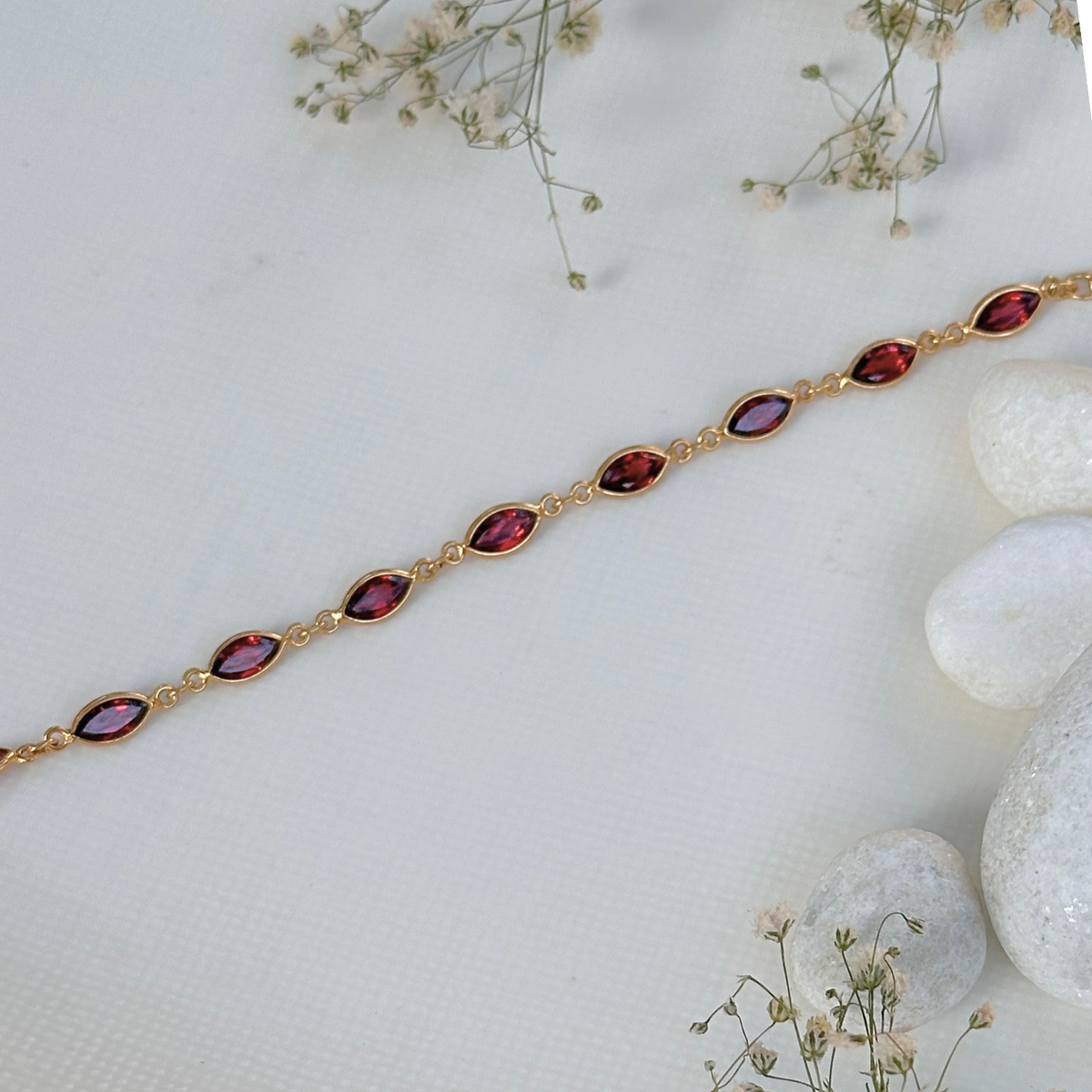 Garnet silver 925 bracelet