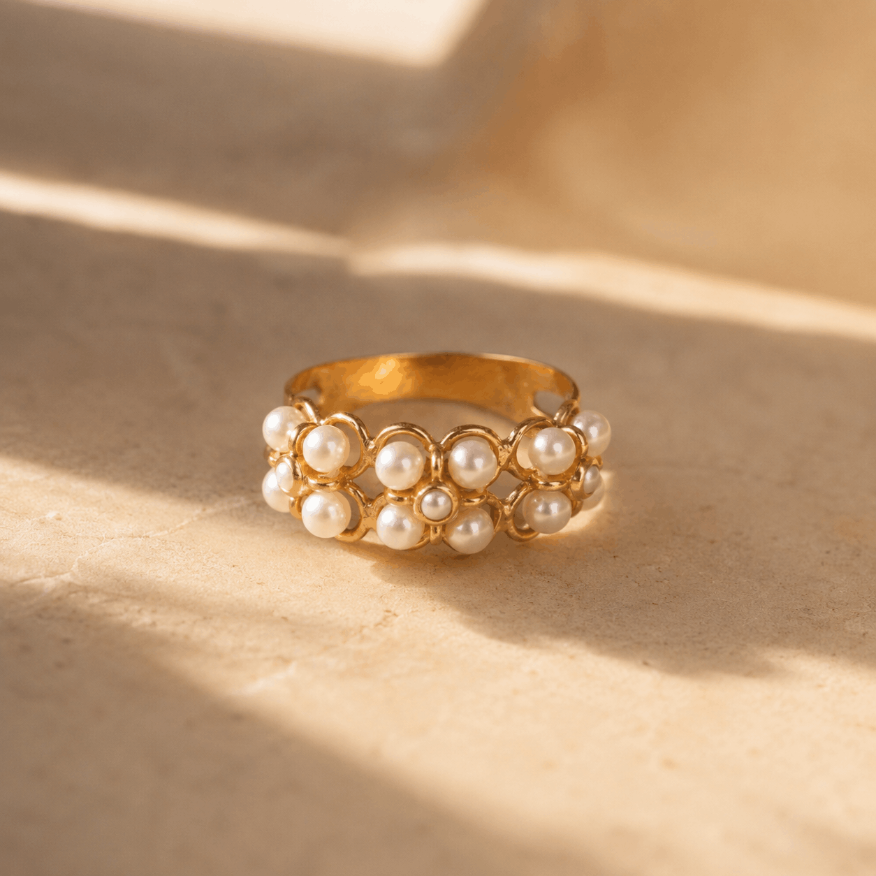 Anaya 18K Gold Plated Silver 925 Pearls Ring