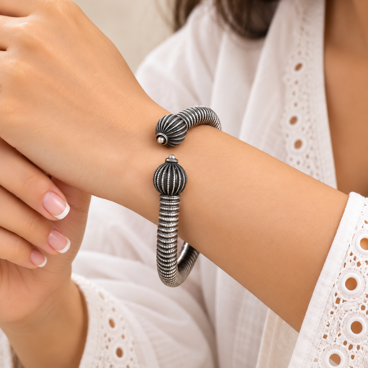 Anga Silver Bangle