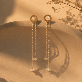 Anila 18K Gold Plated Silver 925 Pearl Drop Long Earrings