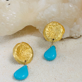 Modern stylish Gold Plated Silver 925 turquoise Earrings