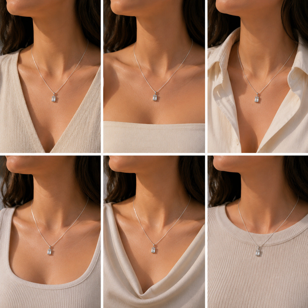 Rectangle Aquamarine 925 Silver Pendant