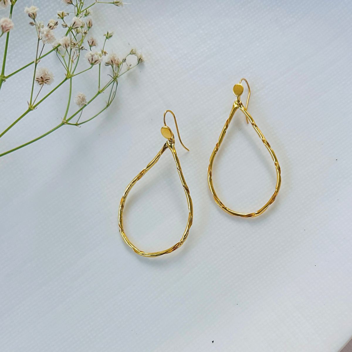 Gold plated sterling silver earrings, 18k gold plated 925 sterling silver earrings for women, Earrings, Golden earrings 