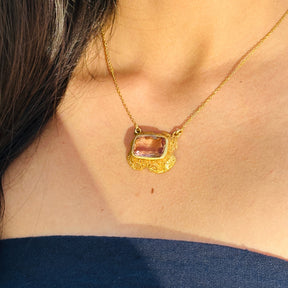 Ellis Amethyst 18K Gold Plated Silver 925 Love Necklace